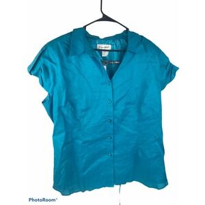NWT Lino USA Womens 3X Button Up Quarter Sleeve Padded Shirt